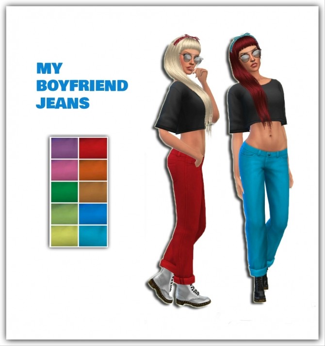 Sims 4 My Boyfriend Jeans 10 vibrant colors at Maimouth Sims4
