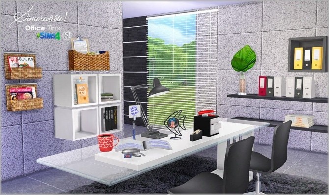 Sims 4 Office time clutter set at SIMcredible! Designs 4