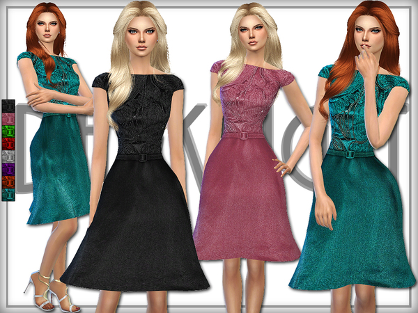 Sims 4 Lace Paneled Silk Dress by DarkNighTt at TSR
