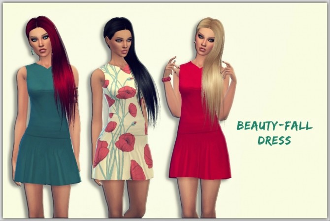 Sims 4 Beauty Fall Dress 30 styles at Maimouth Sims4
