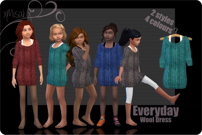 Sims 4 Kids Wool Dress at xMisakix Sims