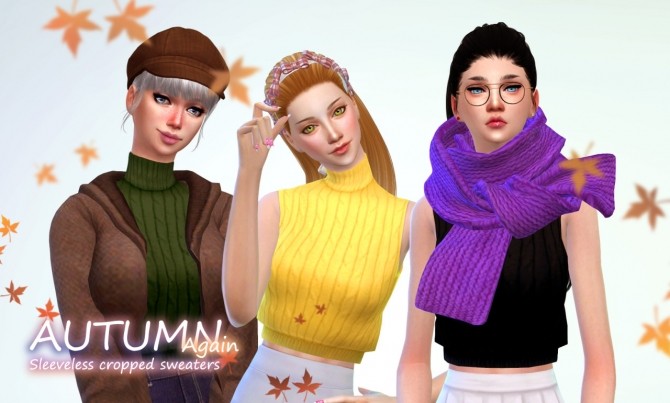 Sims 4 Autumn again Sleeveless cropped sweaters at manuea Pinny