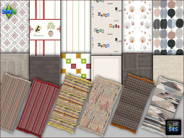 Sims 4 6 kitchen sets including wall, floor and rug by Mabra at Arte Della Vita