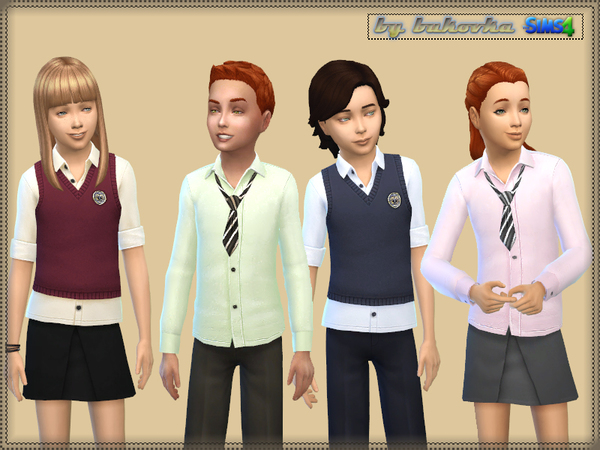 Sims 4 Set School Uniform at TSR
