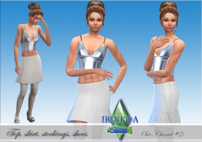 Sims 4 Top, skirt and shoes set at Irink@a