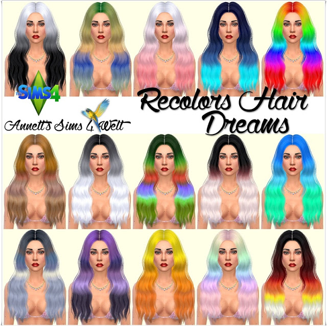 Sims 4 Dreams hair recolors at Annett’s Sims 4 Welt