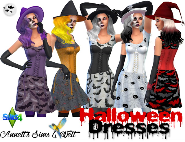 Sims 4 Halloween Dress Part 2 at Annett’s Sims 4 Welt