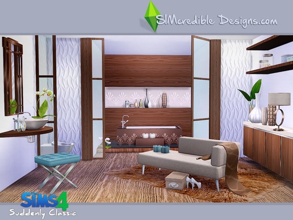 Sims 4 Suddenly Classic bathroom by SIMcredible! at TSR