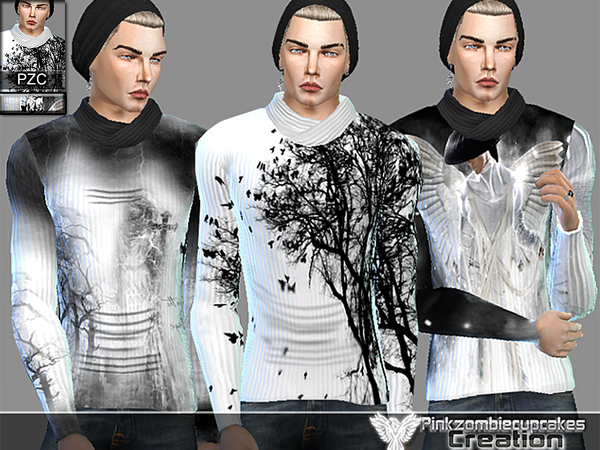Sims 4 Halloween Modern Sweaters by Pinkzombiecupcakes at TSR
