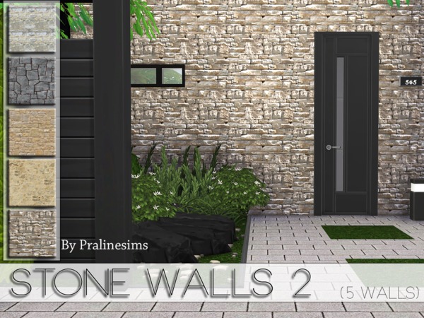 Sims 4 Stone Walls 2 by Pralinesims at TSR