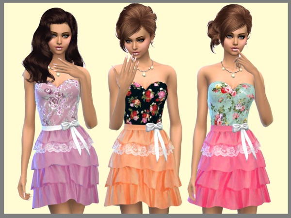Sims 4 Lacey Floral Dresses by SweetDreamsZzzzz at TSR