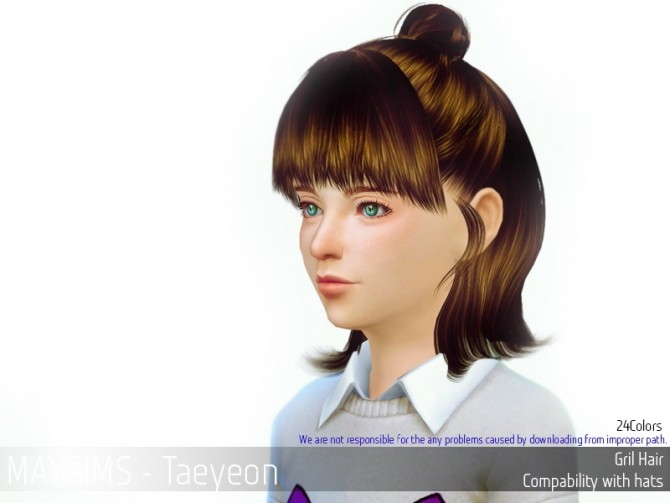 Sims 4 Taeyeon gril hair for girls at May Sims