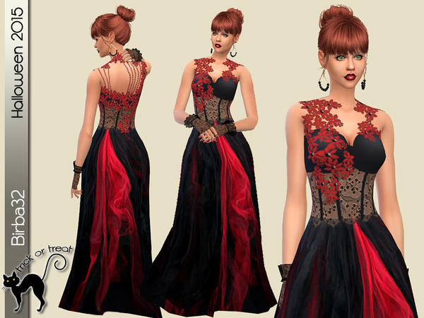 Sims 4 Red and Black dress by Birba32 at TSR