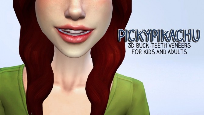 Sims 4 3D Buck Teeth Veneers for Everyone at Pickypikachu