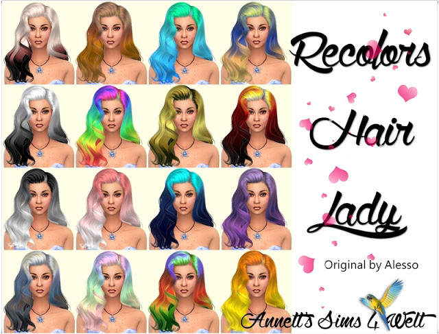 Sims 4 Lady hair recolors at Annett’s Sims 4 Welt
