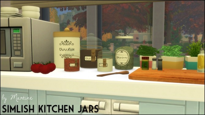 Sims 4 Simlish kitchen jars at Martine’s Simblr