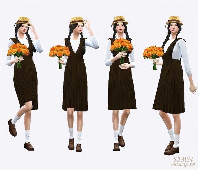 Sims 4 Long pleated dress at Marigold