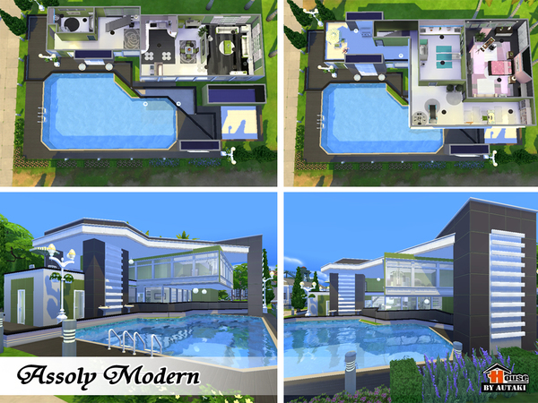 Sims 4 Assoly Modern house by autaki at TSR
