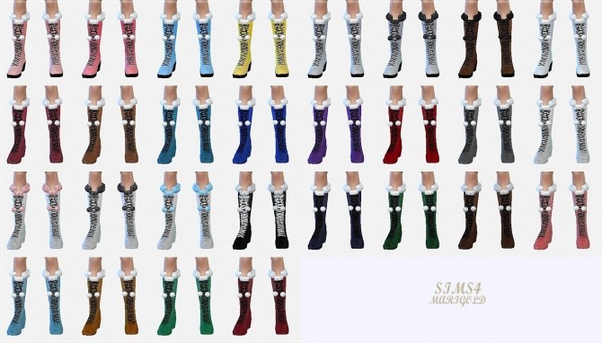 Sims 4 Pompom lace up boots at Marigold