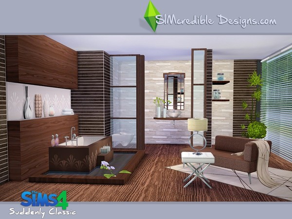 Sims 4 Suddenly Classic bathroom by SIMcredible! at TSR