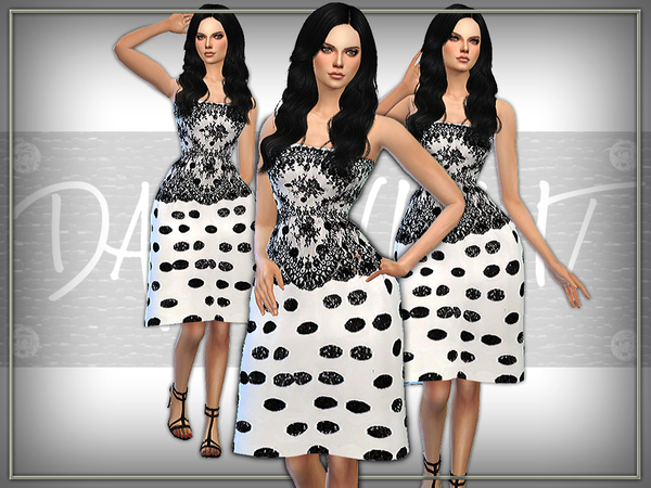 Sims 4 Embellished Lace Dress by DarkNighTt at TSR