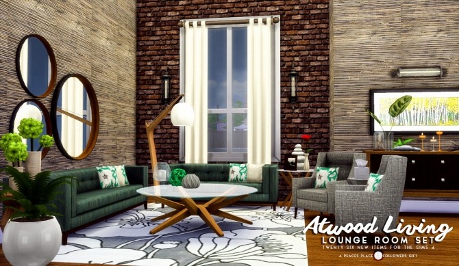 Sims 4 Atwood Living Lounge Room Set at Simsational Designs
