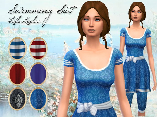 Sims 4 Victorian Swimsuit by LollaLeeloo at TSR
