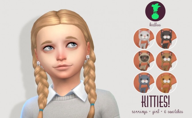 Sims 4 KITTY EARRINGS FOR GIRLS at Kedluu