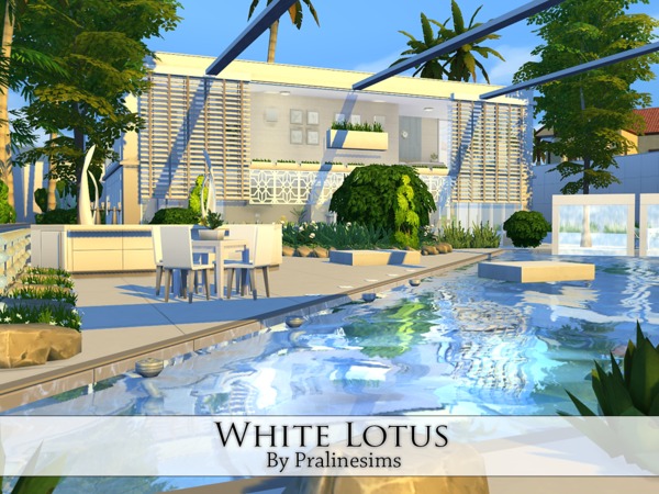 Sims 4 White Lotus house by Pralinesims at TSR