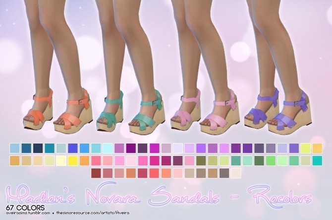 Sims 4 Madlen’s Novara Sandals 67 recolors at Aveira Sims 4