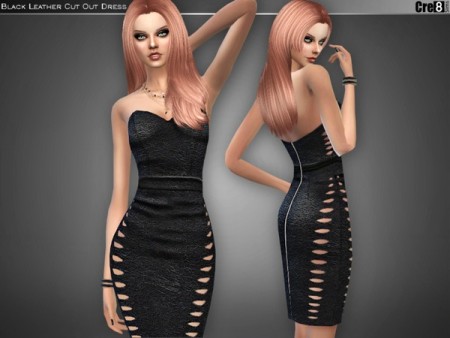Black Leather Bandage Dress by Cre8Sims at TSR