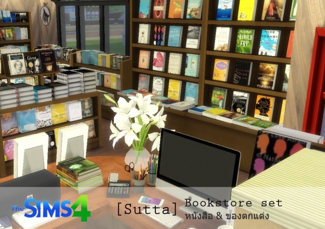 Sims 4 Bookstore set at Sutta Sims4