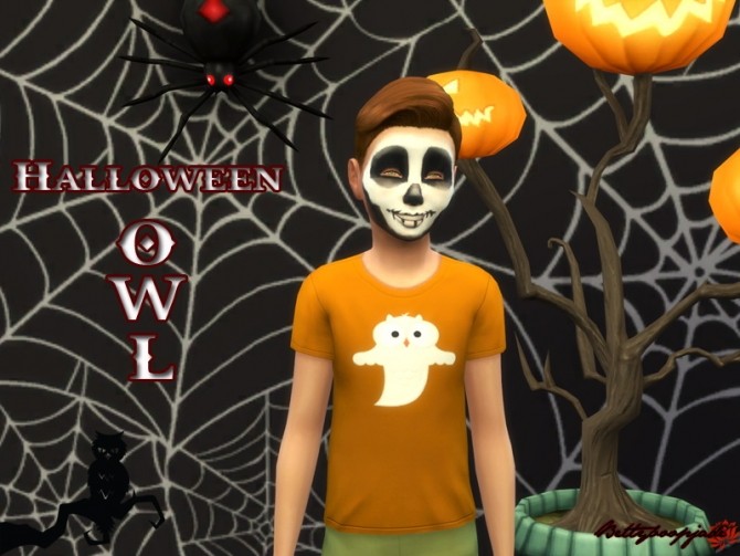 Sims 4 Halloween Owls t shirts by Bettyboopjade at Sims Artists