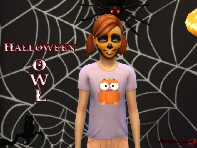 Sims 4 Halloween Owls t shirts by Bettyboopjade at Sims Artists