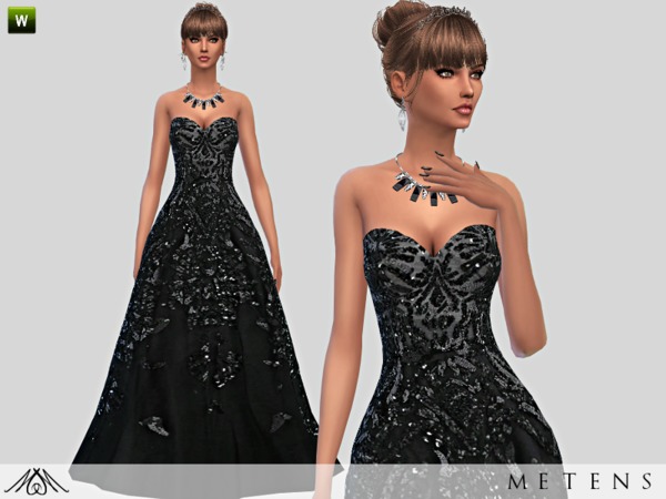 Sims 4 Black Swan Gown by Metens at TSR