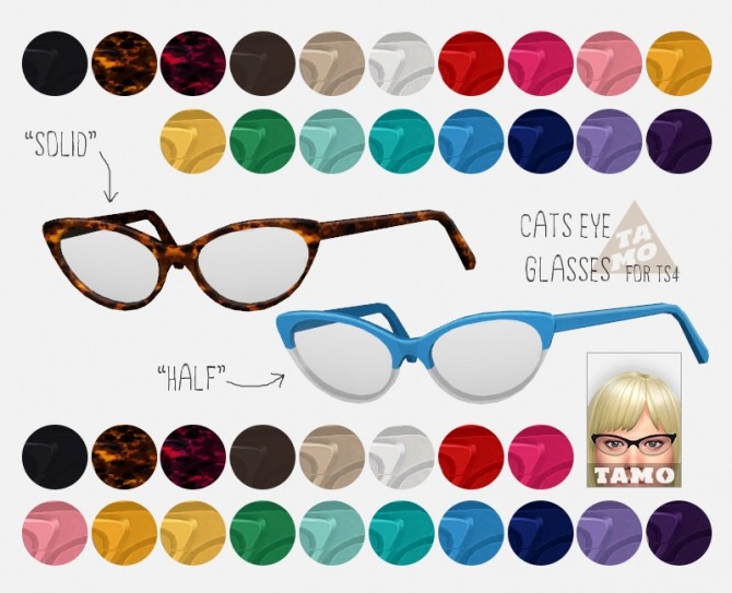 Sims 4 TS3 cat’s eye glasses conversion at Tamo