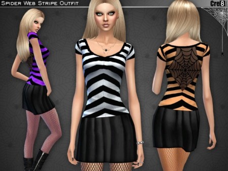 Spider Web Stripe Outfit by Cre8Sims at TSR