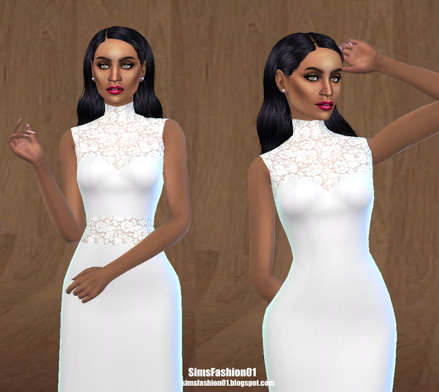 Sims 4 Tulle Wedding Dress with Floral Lace at Sims Fashion01