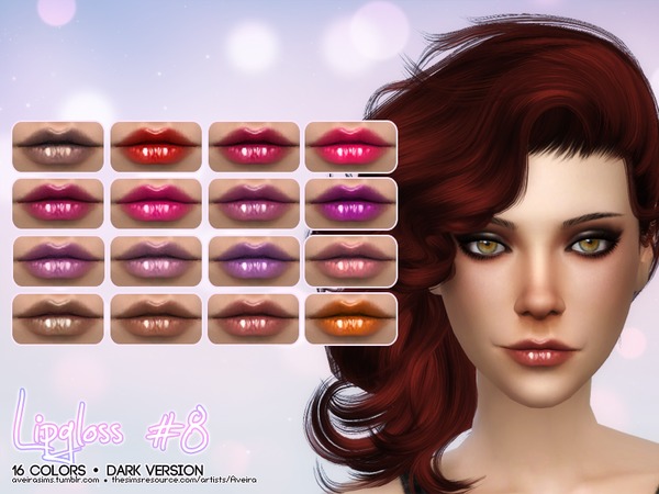 Sims 4 Lipgloss #8 Dark Version by Aveira at TSR
