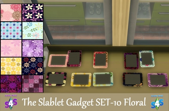 Sims 4 10 Floral Slablet Gadget SET by wendy35pearly at Mod The Sims