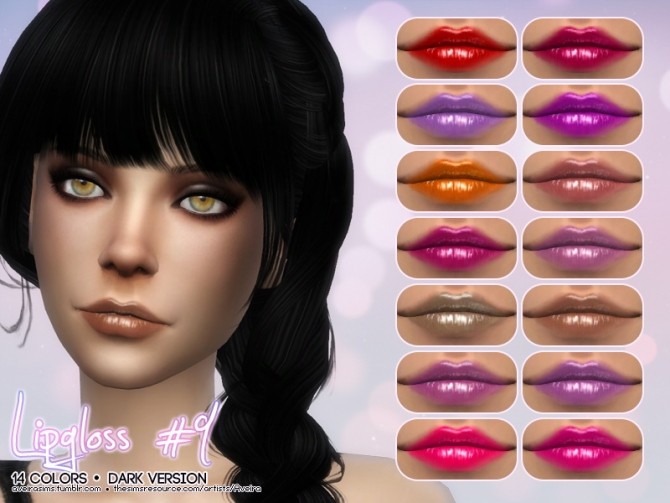 Sims 4 Lipgloss #9 Dark Version at Aveira Sims 4