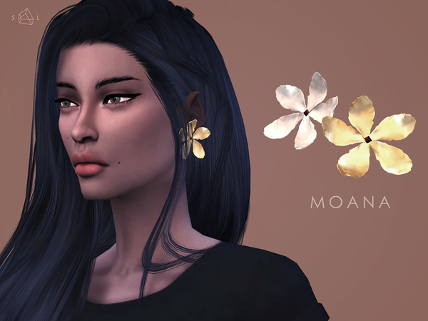 Sims 4 MOANA Single Flower Earrings by starlord at TSR