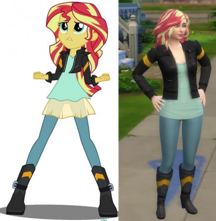 The Friendship Games Sunset Shimmer hair, clothes, and shoes by ladyyunachi at Mod The Sims