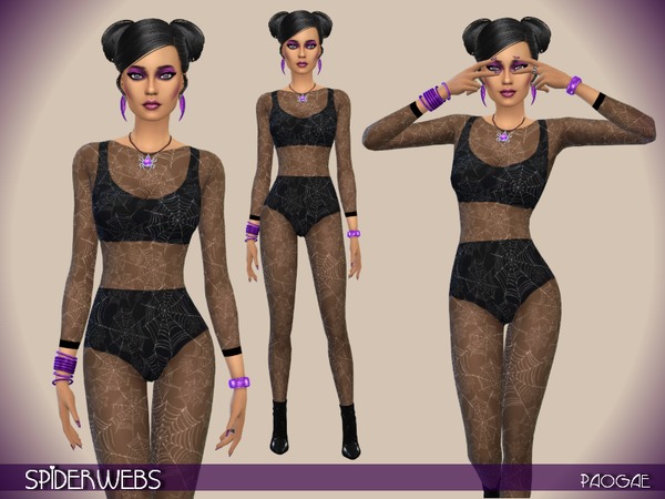 Sims 4 Spiderwebs outfit by Paogae at TSR