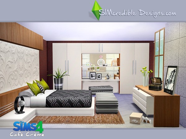 Sims 4 Cafe Creme bedroom by SIMcredible! at TSR