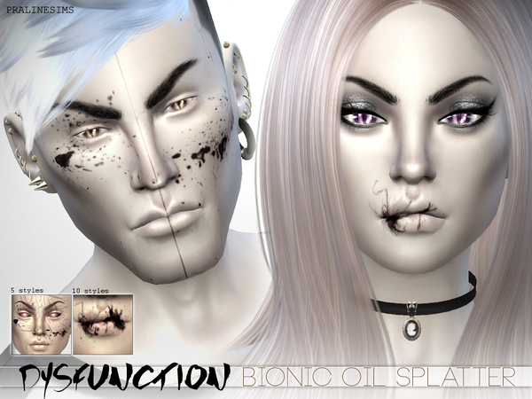 Sims 4 DYSFUNCTION Bionic Oil Splatter by Pralinesims at TSR