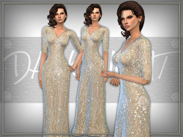 Sims 4 Floor Length Sequin Gown by DarkNighTt at TSR