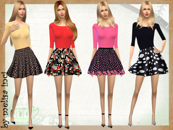 Sims 4 Color Block Floral Dress by melisa inci at TSR