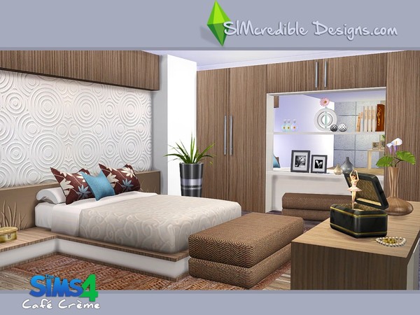 Sims 4 Cafe Creme bedroom by SIMcredible! at TSR