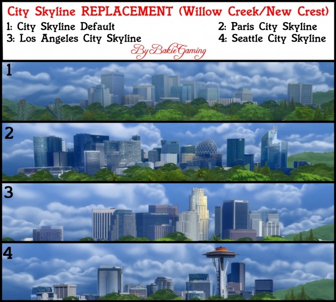 Sims 4 3 NEW City Skyline Replacements by Bakie at Mod The Sims